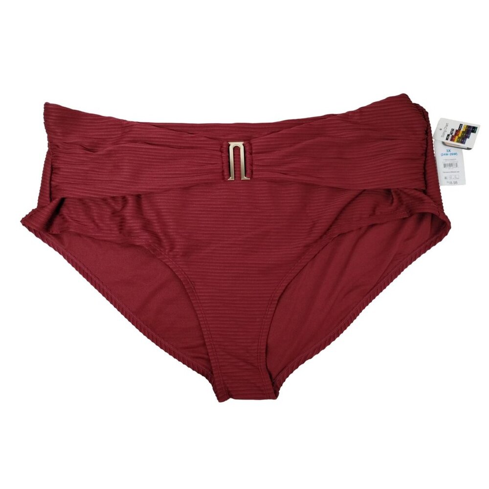 Time and Tru Womens 3XL Maroon Supreme U Trim High Waist Bikini Bottoms New